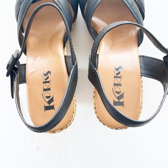 KORKS Dee Black Wedge Heel Platforms Wicker 70’s NEW - Picture 8 of 10